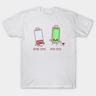 Before and After Coffee (Batteries) T-Shirt